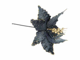 Kwiat sztuczny z brokatem 27 cm czarny, złoty EM&EM