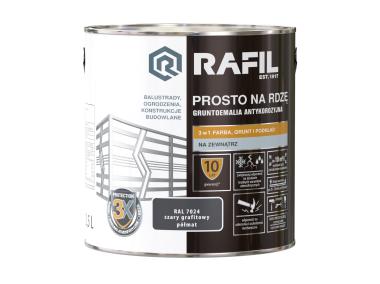 Zdjęcie: Gruntoemalia prosto na rdzę półmat RAL7024 2,5L RAFIL
