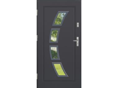 Zdjęcie: Drzwi zewnętrzne stalowo-drewniane Disting Mario 03 Antracyt 80 cm lewe KR CENTER