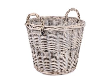 Zdjęcie: Kosz wiklinowy z uchwytami 38x38x30/37 cm szary TIN TOURS