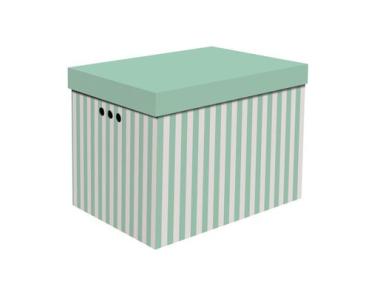 Zdjęcie: Pudło XL Paski zielone 2 szt. 32x32x42 cm BERTONI