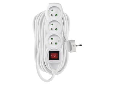 Przedłużacz 10 m, 3 gniazda, z wyłącznikiem, biały, PVC, 1,5 mm2 EMOS