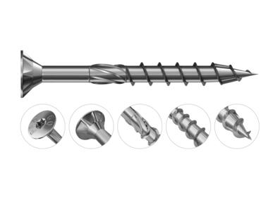 Zdjęcie: Wkręty konstrukcyjne z niepełnym gwintem i łbem stożkowym 6,0x100 mm, 70 sztuk RAWLPLUG