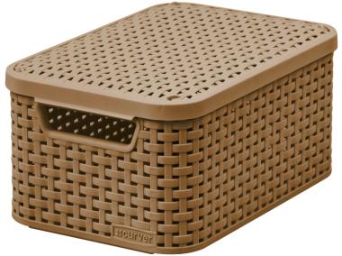 Zdjęcie: Kosz z pokrywką Rattan Style S 28,5 x 19,4 x 13 cm jasnobrązowy CURVER