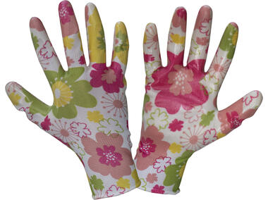 Rękawice nitrylowe  kwiatki różowe,  9, CE, LAHTI PRO