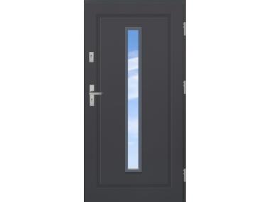Drzwi zewnętrzne stalowo-drewniane Disting Mario 04 Antracyt 80 cm prawe KR CENTER