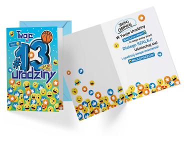 Zdjęcie: Karnet PR-336 Urodziny 13 - cyferki KUKARTKA