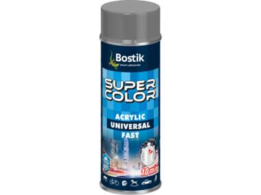 Zdjęcie: Lakier akrylowy Super Color Acrylic Universal Fast aluminiowy RAL 9006 400 ml BOSTIK