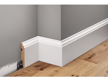 Zdjęcie: Listwa przypodłogowa MDF Biały RAL 9003 okleina półmat 9x1,6 cm dekor 1, 220 cm CEZAR