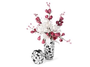 Zdjęcie: Wazon Flower 14x14x33 cm biało-srebrna EUROFIRANY