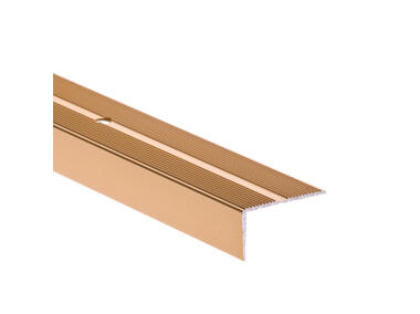 Zdjęcie: Profil schodowy szeroki z ryflem 40x20 mm AL LSSR 1 m złoty CEZAR