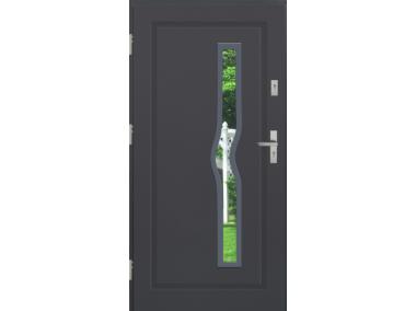 Drzwi zewnętrzne stalowo-drewniane Disting Mario 05 Antracyt 80 cm lewe KR CENTER