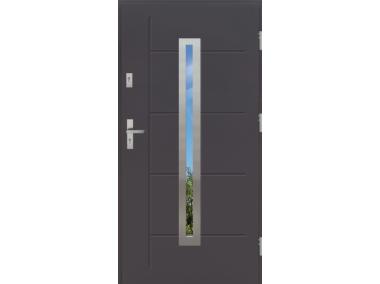 Zdjęcie: Drzwi zewnętrzne stalowo-drewniane Disting Nicolo 02 Antracyt 90 cm prawe KR CENTER