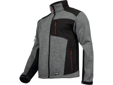 Kurtka sweter wstawki softshell, szaro-czarna, XL, CE, LAHTI PRO