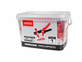 System poziomujący PRO-SP800 1 mm mix klipsy/kliny 100/50 + szczypce 5 L PRO