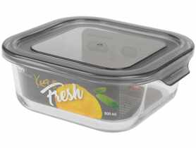 Pojemnik ze szkła żaroodpornego 800 ml kwadrat, wzór Grey, Keep it fresh DECOR