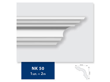 Zdjęcie: Listwa sufitowa z polistyrenu NK 50, 2 sztuki 200x5x5 cm biały DMS