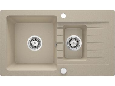 Zdjęcie: Zlewozmywak Zorba piaskowy granit 1,5K Z/O 760x440x164, 3,5", space saver DEANTE
