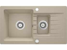 Zlewozmywak Zorba piaskowy granit 1,5K Z/O 760x440x164, 3,5", space saver DEANTE