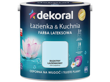Zdjęcie: Farba lateksowa Łazienka&Kuchnia błękitny łazienkowy 2,5 L DEKORAL