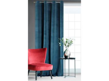 Zdjęcie: Zasłona Vellis 140x250 cm granatowa na przelotkach EUROFIRANY