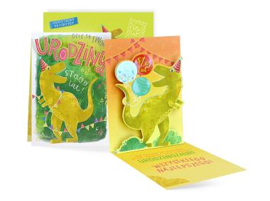 Zdjęcie: Karnet PU-019 Twoje urodziny - dinozaur KUKARTKA