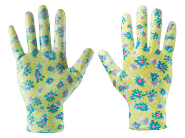 Rękawice ogrodowe pokryte nitrylem, wzór kwiatki, rozmiar 8 VERTO