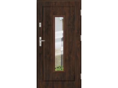 Zdjęcie: Drzwi zewnętrzne stalowo-drewniane Disting Mario 09 Orzech 80 cm prawe KR CENTER