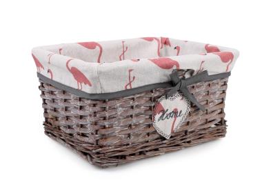 Zdjęcie: Szuflada wiklinowa z materiałem w flamingi 30x20x16 cm brązowa TIN TOURS