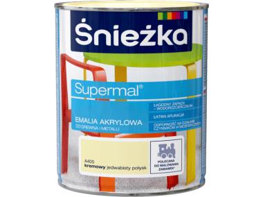 Zdjęcie: Farba emaliowo-akrylowa Supermal 0,8 L kremowy ŚNIEŻKA