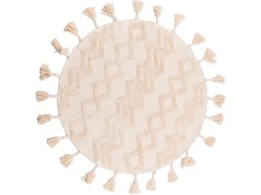 Zdjęcie: Dywan bawełniany z frędzlami 100 cm koło aztecki jasny beżowy MULTI-DECOR