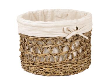 Zdjęcie: Koszyk z trawy morskiej z materiałem 25x25x16 cm ażurowy okragły TIN TOURS