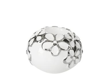Świecznik dekoracyjny Ofelia 10x10x7 cm biało-srebrny EUROFIRANY