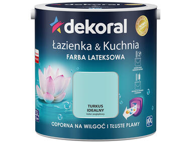 Zdjęcie: Farba lateksowa Łazienka&Kuchnia turkus idealny 2,5 L DEKORAL