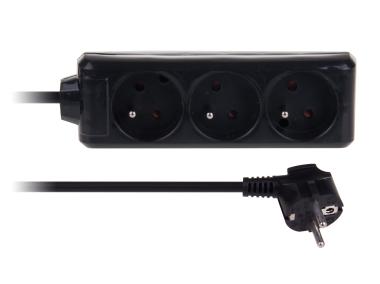 Zdjęcie: Przedłużacz 1,5 m-3GN+0 3x1,0 10A IP20 LB0080B-1,5 czarny LIBOX