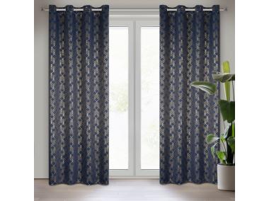 Zdjęcie: Zasłona gotowa D91 Poli 140 x 250 cm granatowy EUROFIRANY