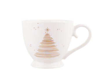 Zdjęcie: Filiżanka Jumbo Golden Christmas na stopce 350 ml biała ALTOMDESIGN