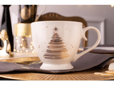 Zdjęcie: Filiżanka Jumbo Golden Christmas na stopce 350 ml biała ALTOMDESIGN