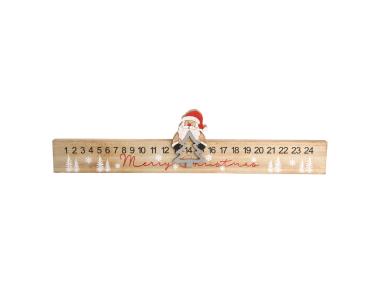 Kalendarz Adwentowy drewniany linijka 38x2x9,5 cm dekoracja Mikołaj ALTOMDESIGN