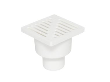 Wpust kanalizacyjny obrotowy z wyjściem prostym 50 mm z rusztem białym 100x100 mm TYCNER