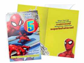 Karnet DHS-007 Urodziny 5 - Spider-Man, cyferki KUKARTKA