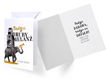 Zdjęcie: Karnet GS-004 Urodziny - słoń, gruby melanż KUKARTKA