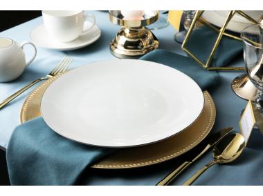 Zdjęcie: Talerz płytki Bella Złota Linia 26 cm porcelana kremowa ALTOMDESIGN