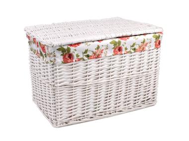 Zdjęcie: Kufer wiklinowy z materiałem w róże 55x39x37 cm TIN TOURS