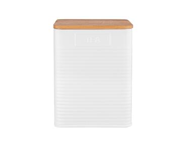 Zdjęcie: Puszka kwadratowa z pokrywą bambusową 11x11x14 cm loft biała - Tea ALTOMDESIGN