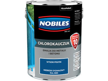 Zdjęcie: Farba emalia chlorokauczukowa 5 L niebieski sygnałowy NOBILES