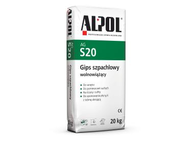 Zdjęcie: Gips biały szpachlowy biały wolnowiążący 20 kg AGS20 ALPOL