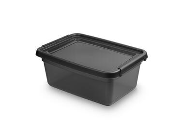 Zdjęcie: Pojemnik z pokrywką i klipsami 28x38x16 cm 12,5 L Coal (2522) Basestore ORPLAST