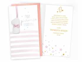 Karnet PM-272 1 Urodziny - roczek, cyferki, różowy KUKARTKA