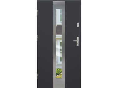 Zdjęcie: Drzwi zewnętrzne stalowo-drewniane Disting Otello 05 antracyt 90 cm lewe KR CENTER